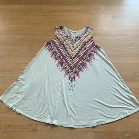 Phil Love brand Sleeveless Dress Ladies size XL- Boho Feather print - Picture 7 of 9